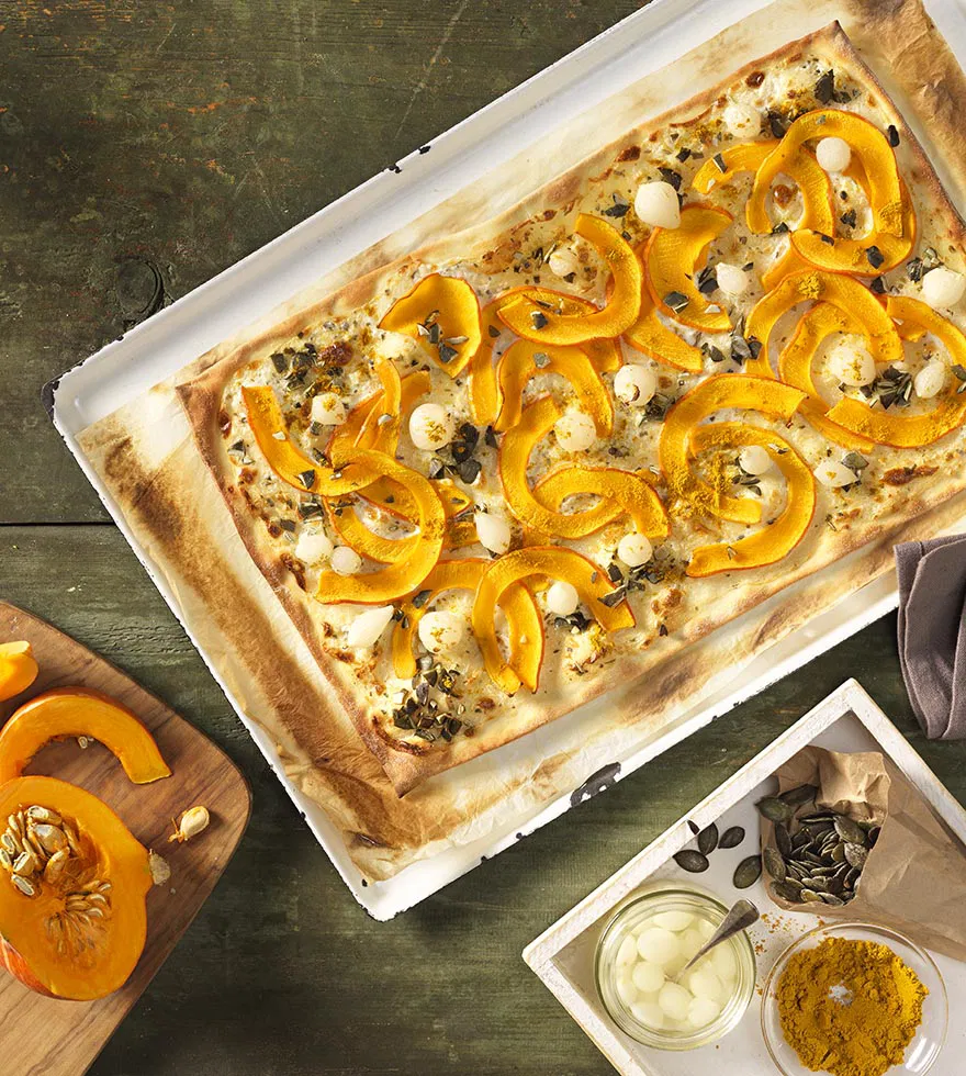 Flammkuchen met pompoen