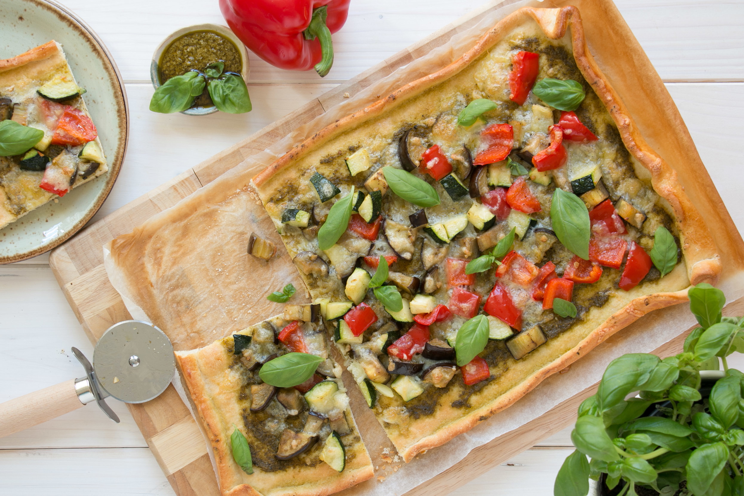 Zomerpizza met courgette en aubergine - Tante Fanny