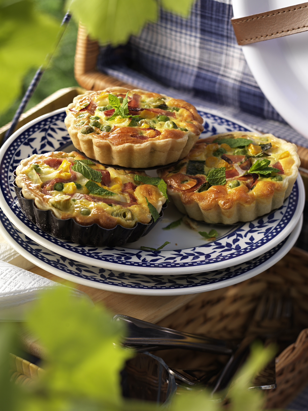 Tartelette met erwten en ham