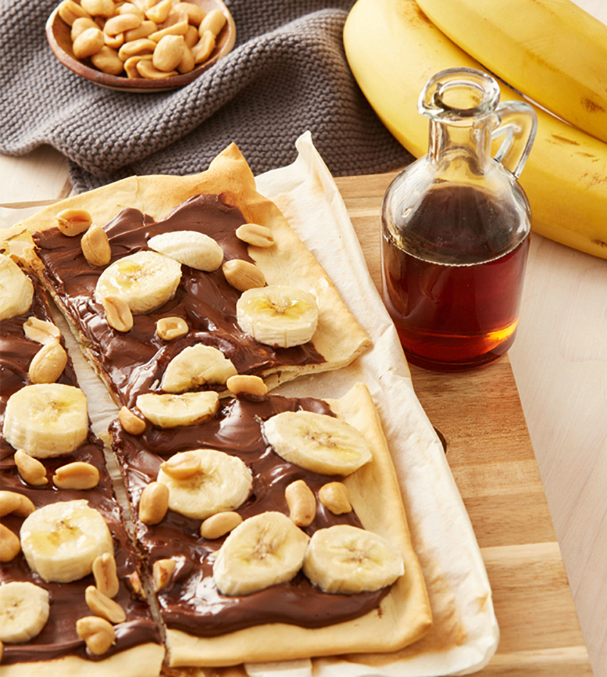 Flammkuchen chocopasta en pinda's - Tante Fanny verse flammkuchen
