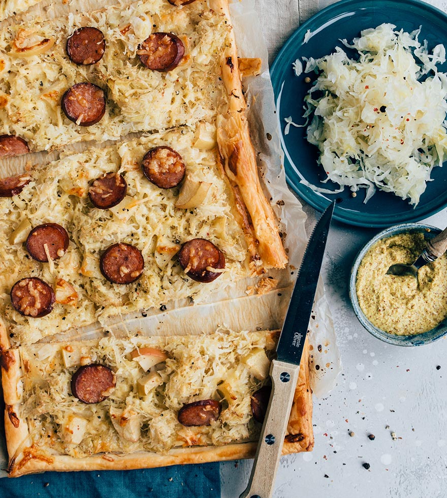 Recept: plaattaart met zuurkool