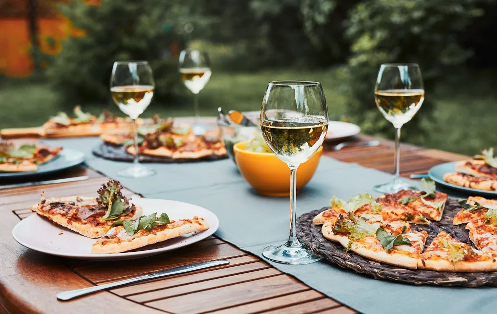 BBQ pizza-wijn
