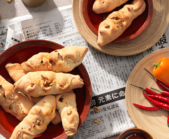 Asia-Pizzataschen mit Faschiertem