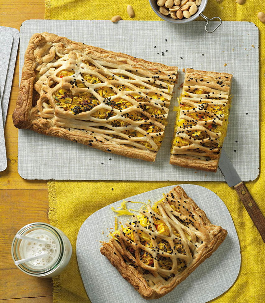 Veganer Gitter-Krautstrudel mit Curry und Ananas