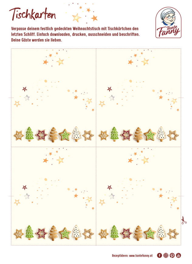 Gratis Tischkarten für Weihnachten