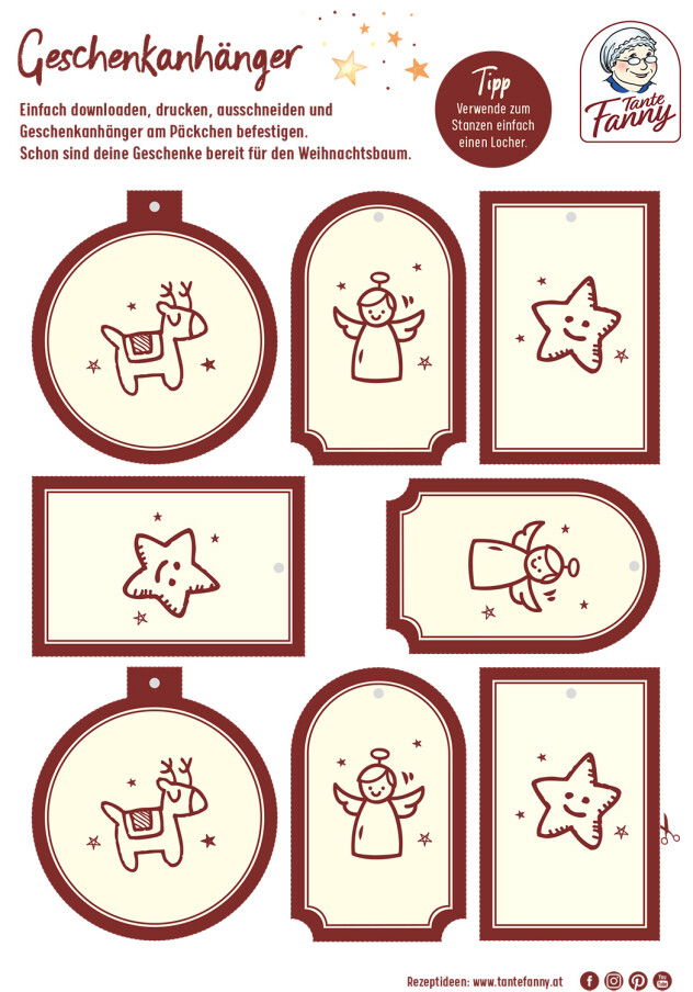 Gratis weihnachtliche Geschenkanhänger