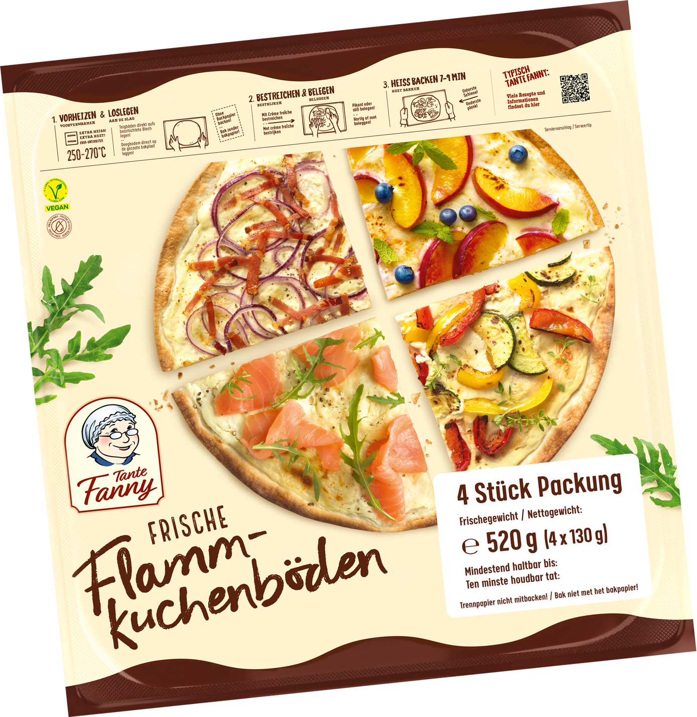 Tante Fanny Frische Flammkuchenböden rund 4er Packung 520g