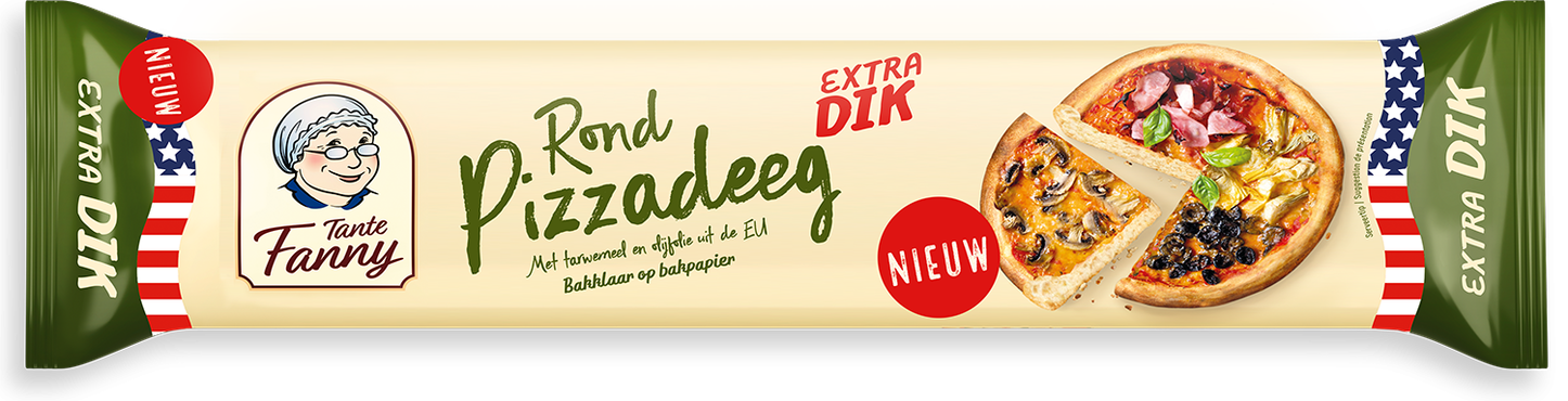 Packshot rond pizzadeeg extra dik american style Tante Fanny