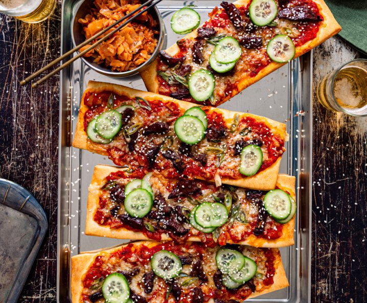 Koreanische Pizzaschnitten mit Bulgogi-Beef