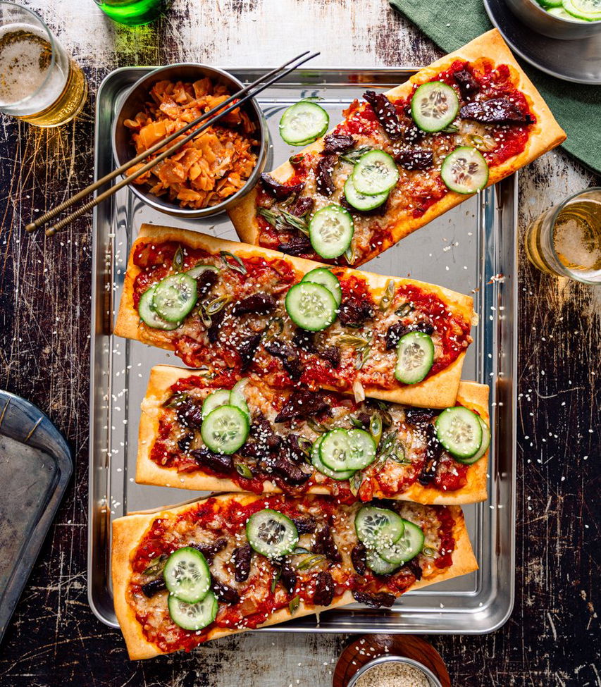 Koreanische Pizzaschnitten mit Bulgogi-Beef