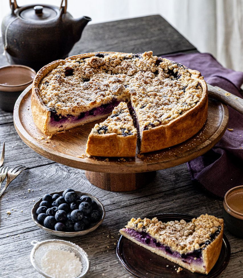 Veganer Cheesecake mit Heidelbeeren