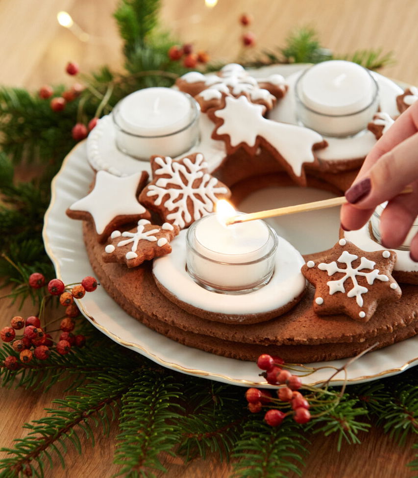 Adventskranz aus Honig-Lebkuchen