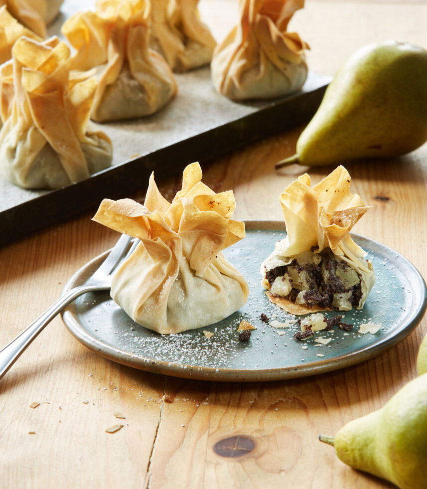Birnen-Mohn-Strudelsäckchen
