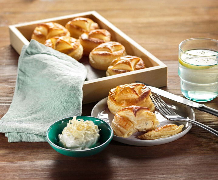 Blätterteigtascherl mit Räucherforelle