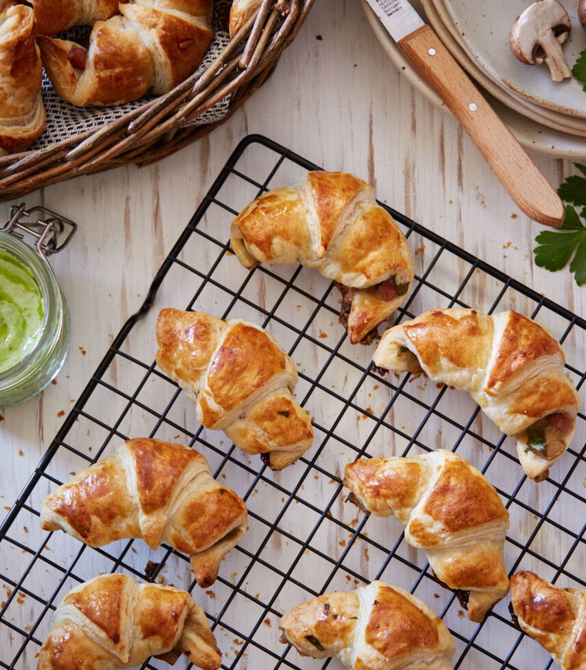 Blätterteigkipferl mit Pilzfülle