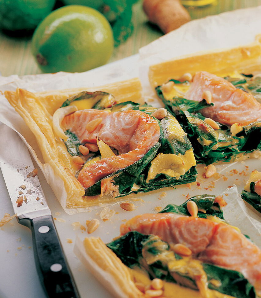 Blechkuchen mit Lachs und Mangold Tante Fanny