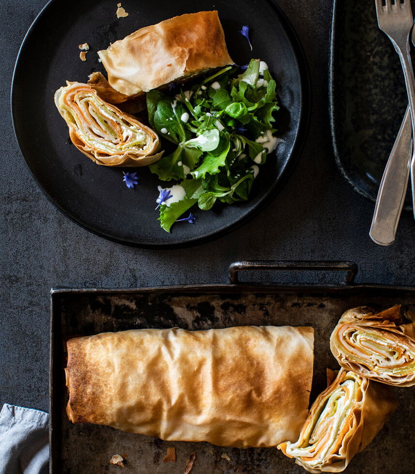 Gemüsestrudel mit Frischkäse