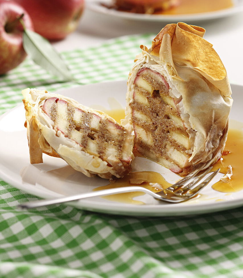 Karamellisierter Apfel im Strudelteig