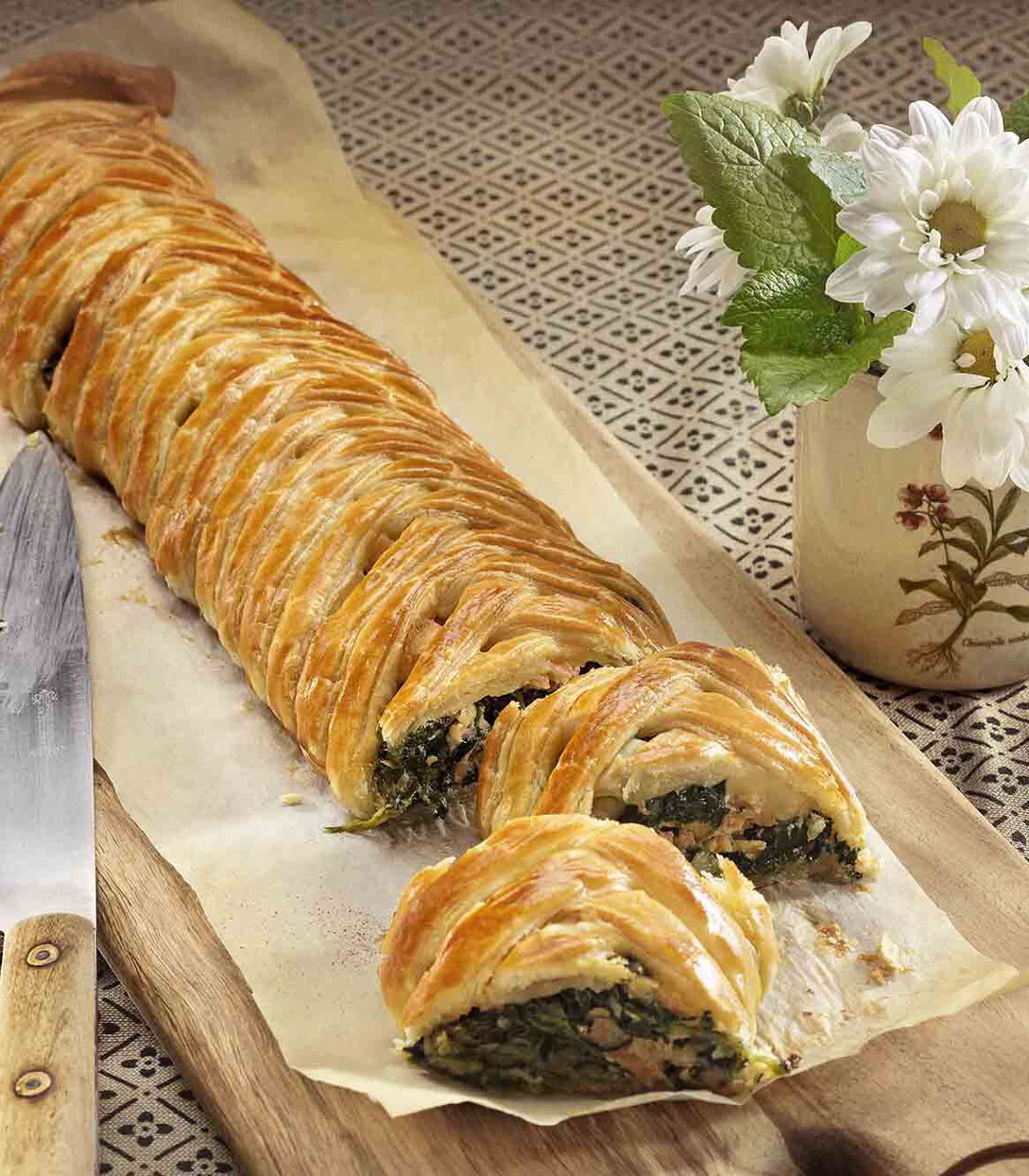 Strudel mit Lachs und Spinat