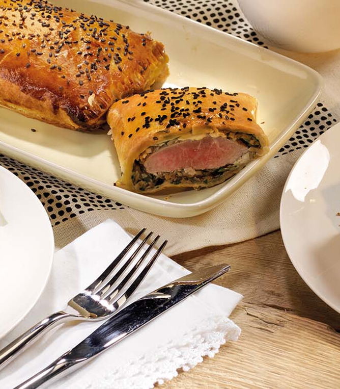 Rezept Lammrücken im Blätterteig mit Spinat und Champignons Tante Fanny