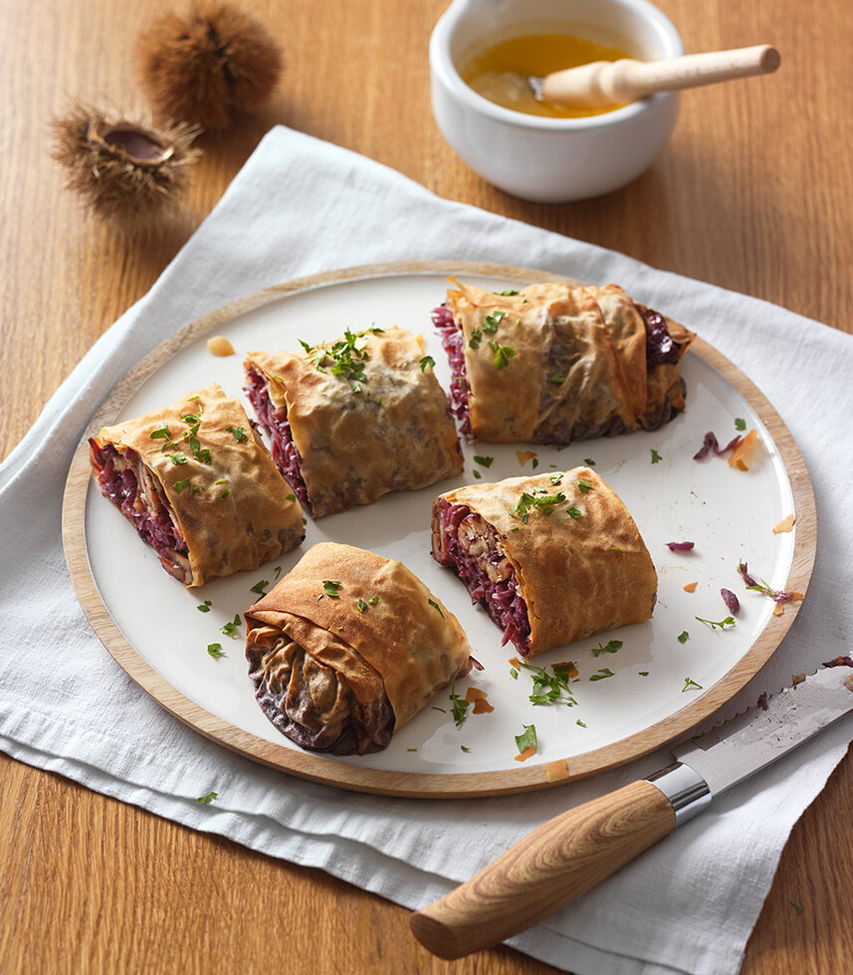 Rotkrautstrudel mit Maroni