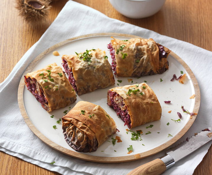 Rotkrautstrudel mit Maroni