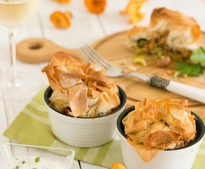 Eierschwammerl Strudelsäckchen aus Filoteig - Tante Fanny