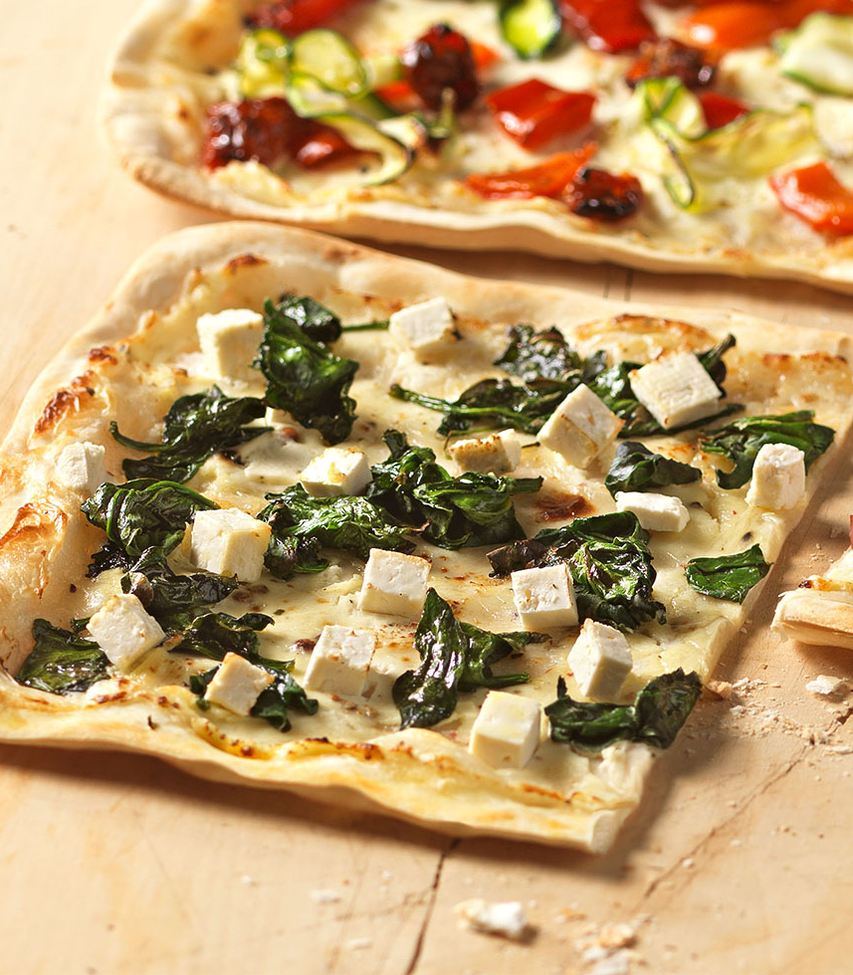 flammkuchen mit Feta und Spinat