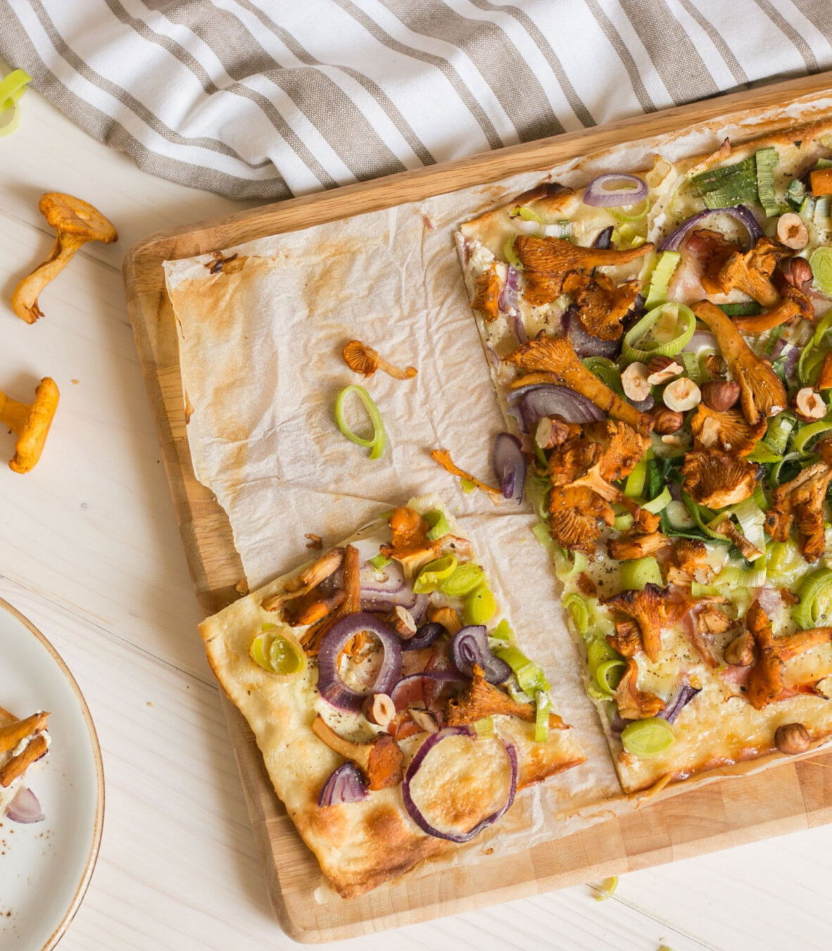 Flammkuchen mit Eierschwammerl - Pfifferlinge Flammkuchen