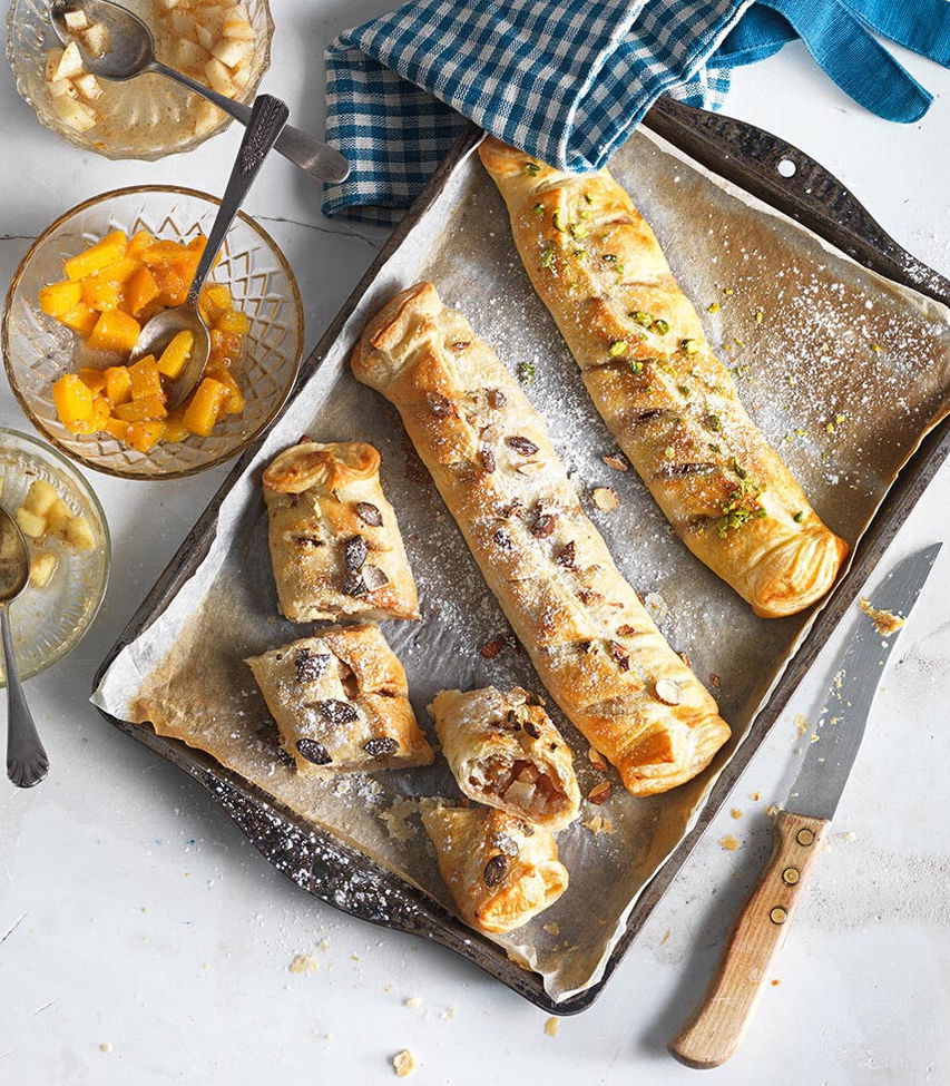 Blätterteigstrudel dreierlei Obst Tante Fanny