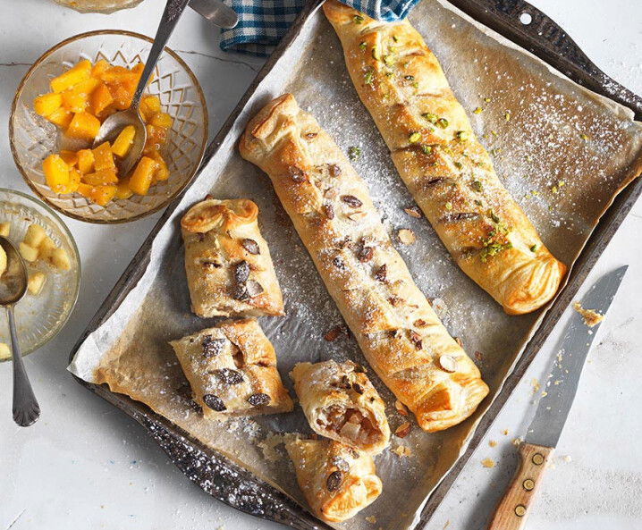 Blätterteigstrudel dreierlei Obst Tante Fanny