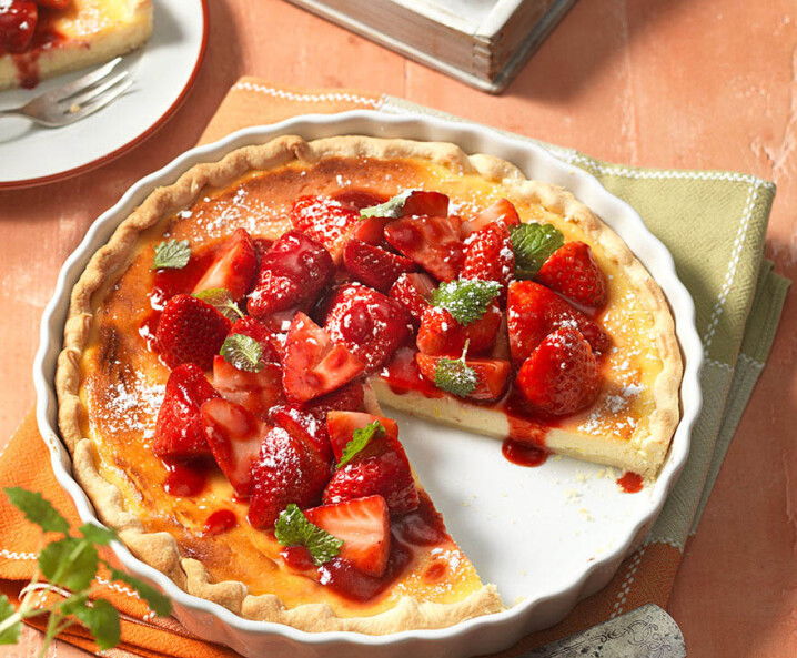 Ricotta-Tarte mit frischen Erdbeeren Tante Fanny