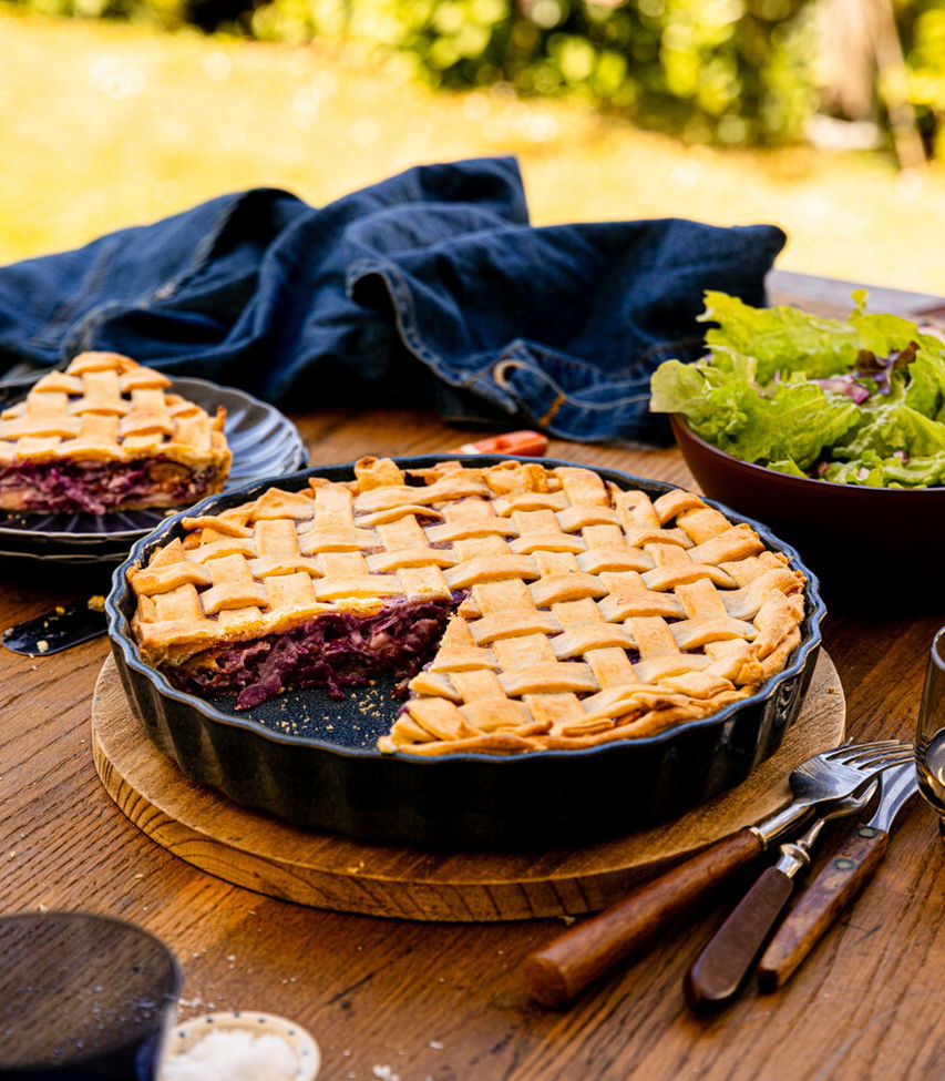 Rotkraut-Quiche mit Apfel