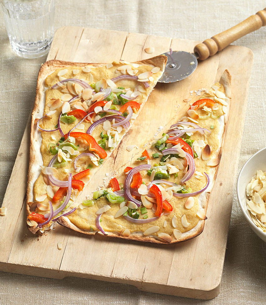 Veganer Flammkuchen Hummus - Tante Fanny