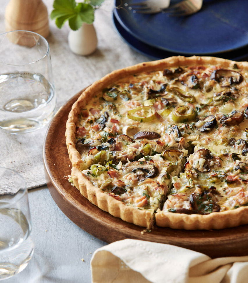 Lauch-Pilz Quiche mit Schinken