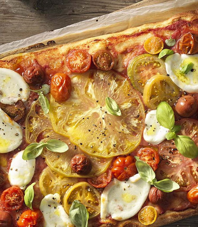 Rezept Pizza mit bunten Tomaten Tante Fanny