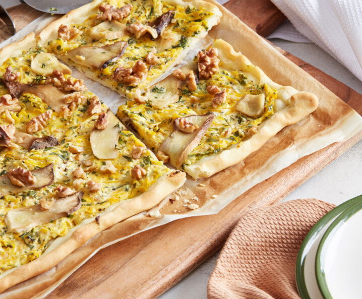 Kürbisflammkuchen mit Pilzen - Tante Fanny
