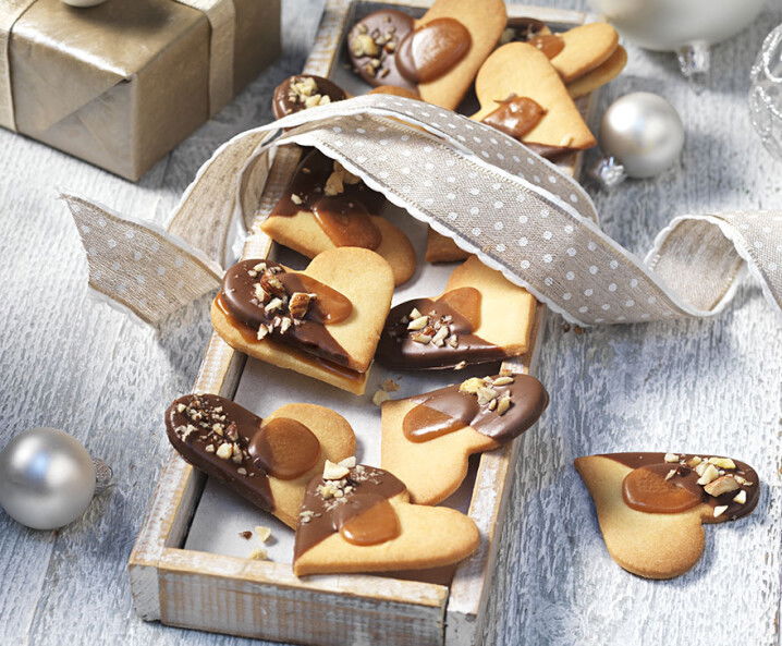 Karamellherzen mit Schokolade