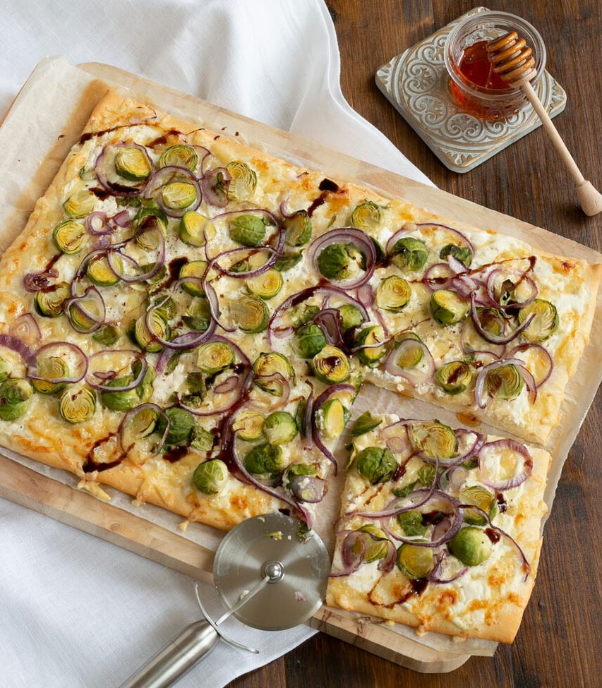 Pizza mit Kohlsprossen - Rosenkohl Pizza