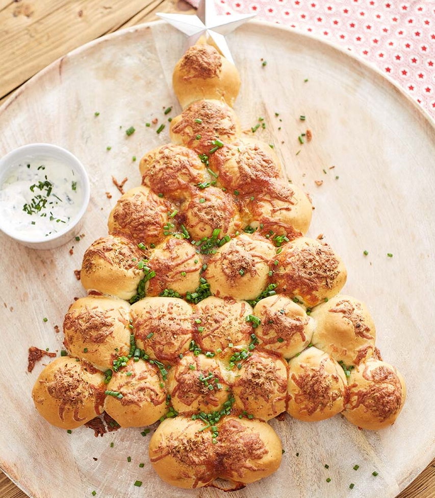 Rezept für Pizzabällchen-Tannenbaum