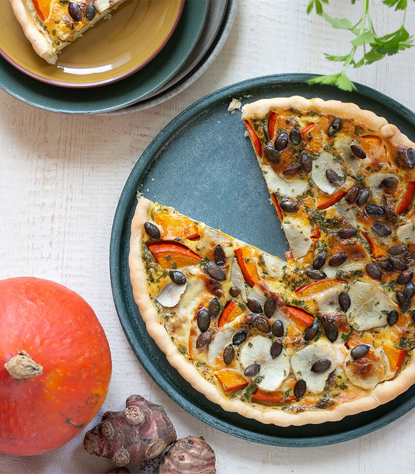 Topinambur Quiche mit Kürbis