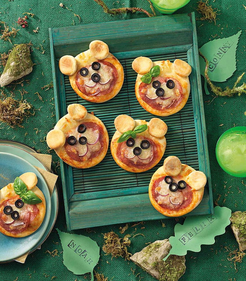 Bärenpizza - Salami Pizza für Kinder
