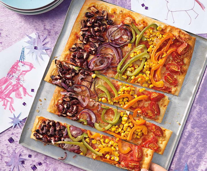 Regenbogenpizza - Rezept