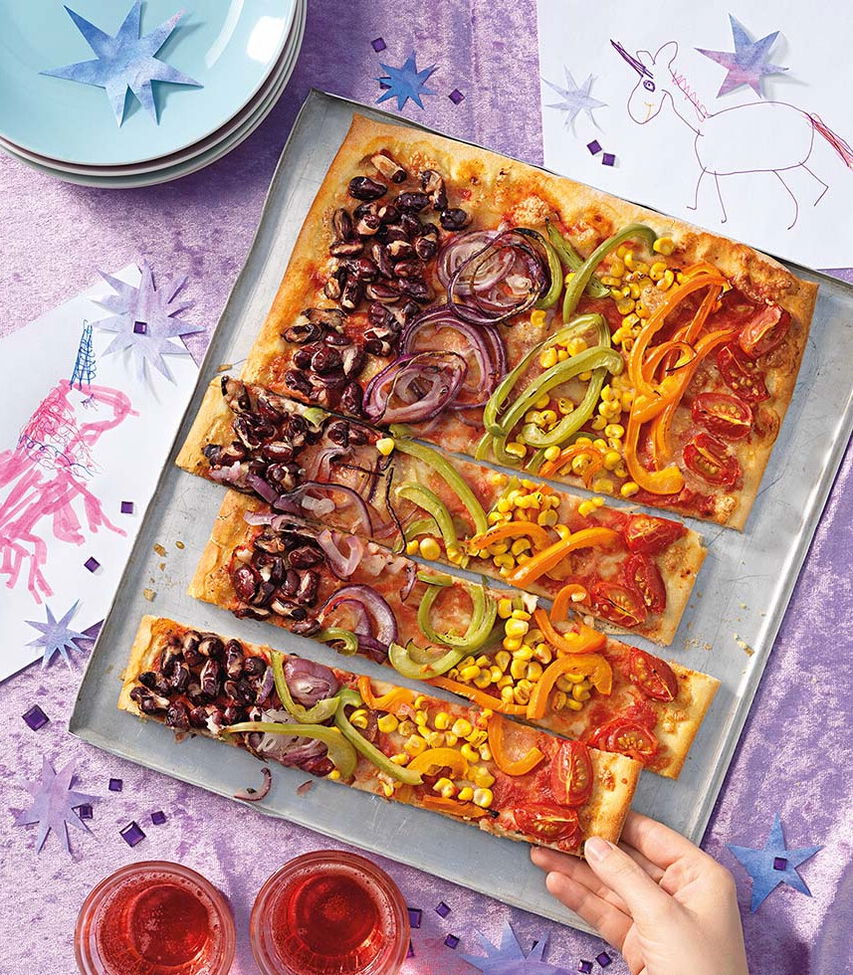 Regenbogenpizza - Rezept