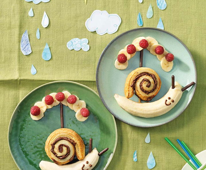 Schokoschnecken mit Bananen- Frühstücksidee für Kinder