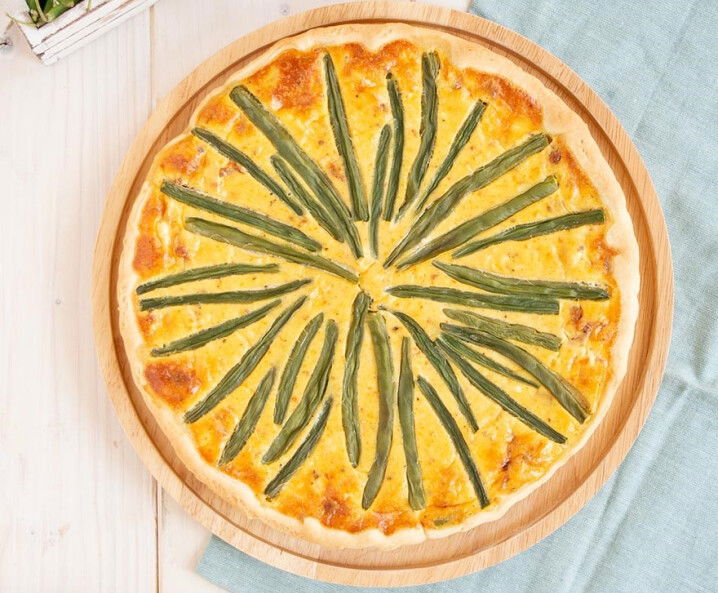 Fisolenquiche mit getrockneten Tomaten