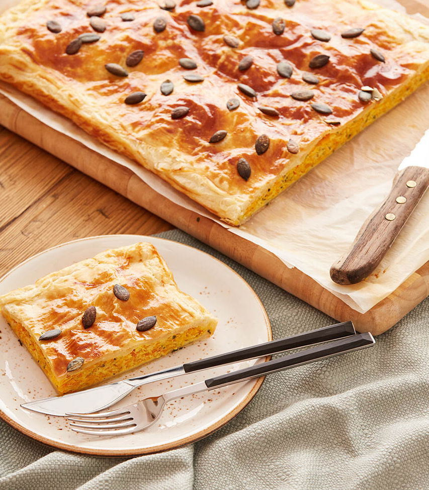Kürbis-Blechkuchen mit Blätterteig - Rezept
