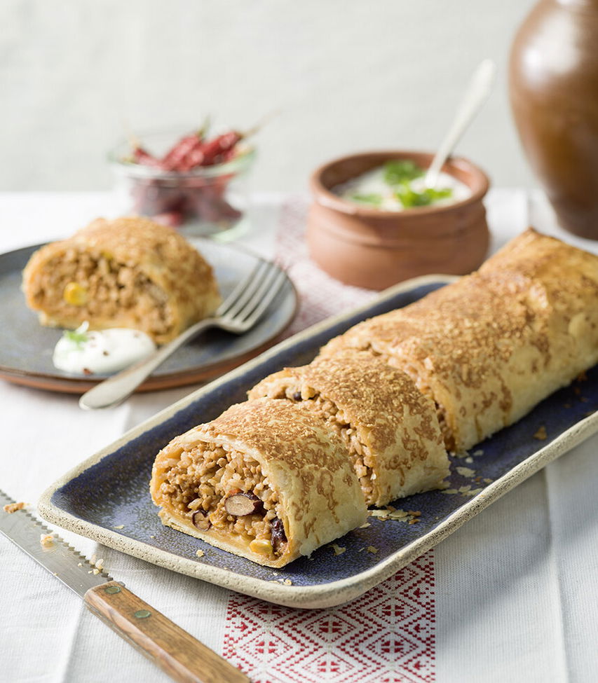Pikanter Chili con Carne-Strudel Blätterteig Rezept