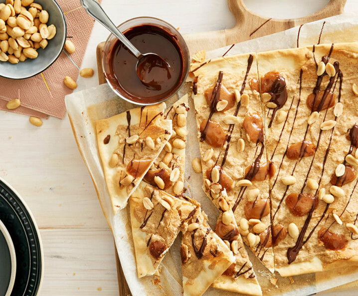 Flammkuchen mit Erdnuss & Karamell - süßes Flammkuchen Rezept