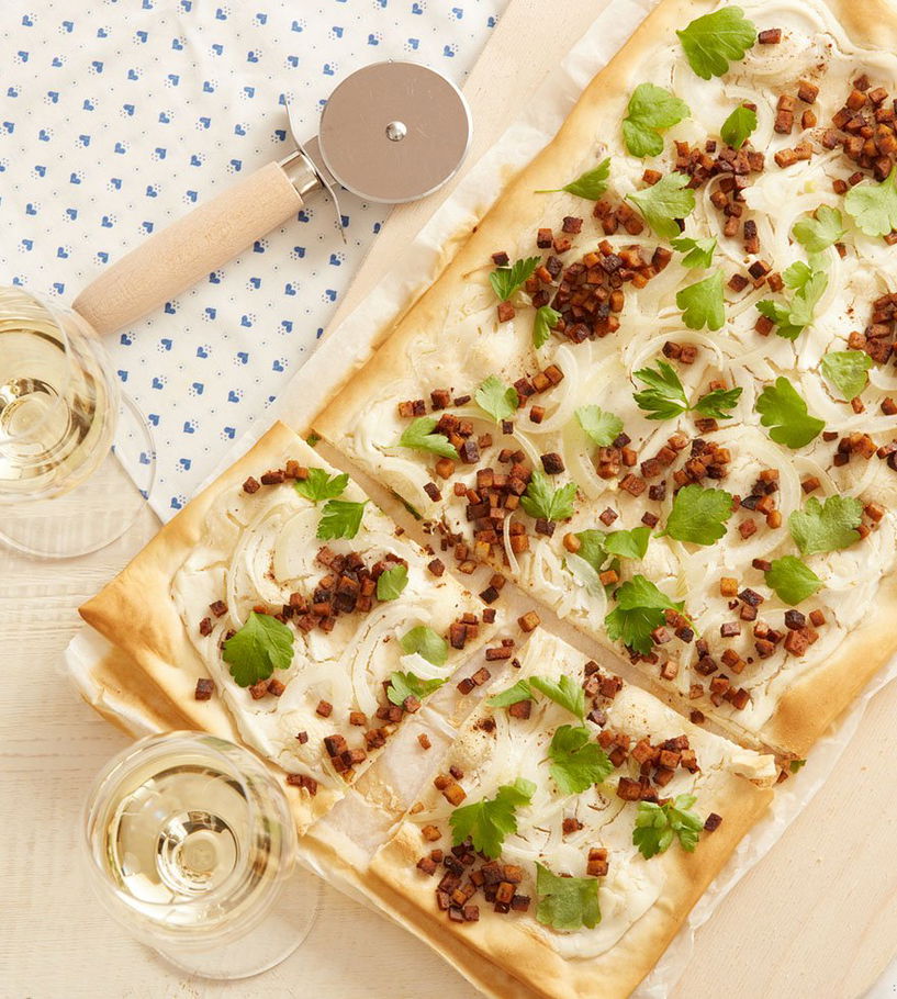 Veganer Flammkuchen Elsässer Art - Rezept
